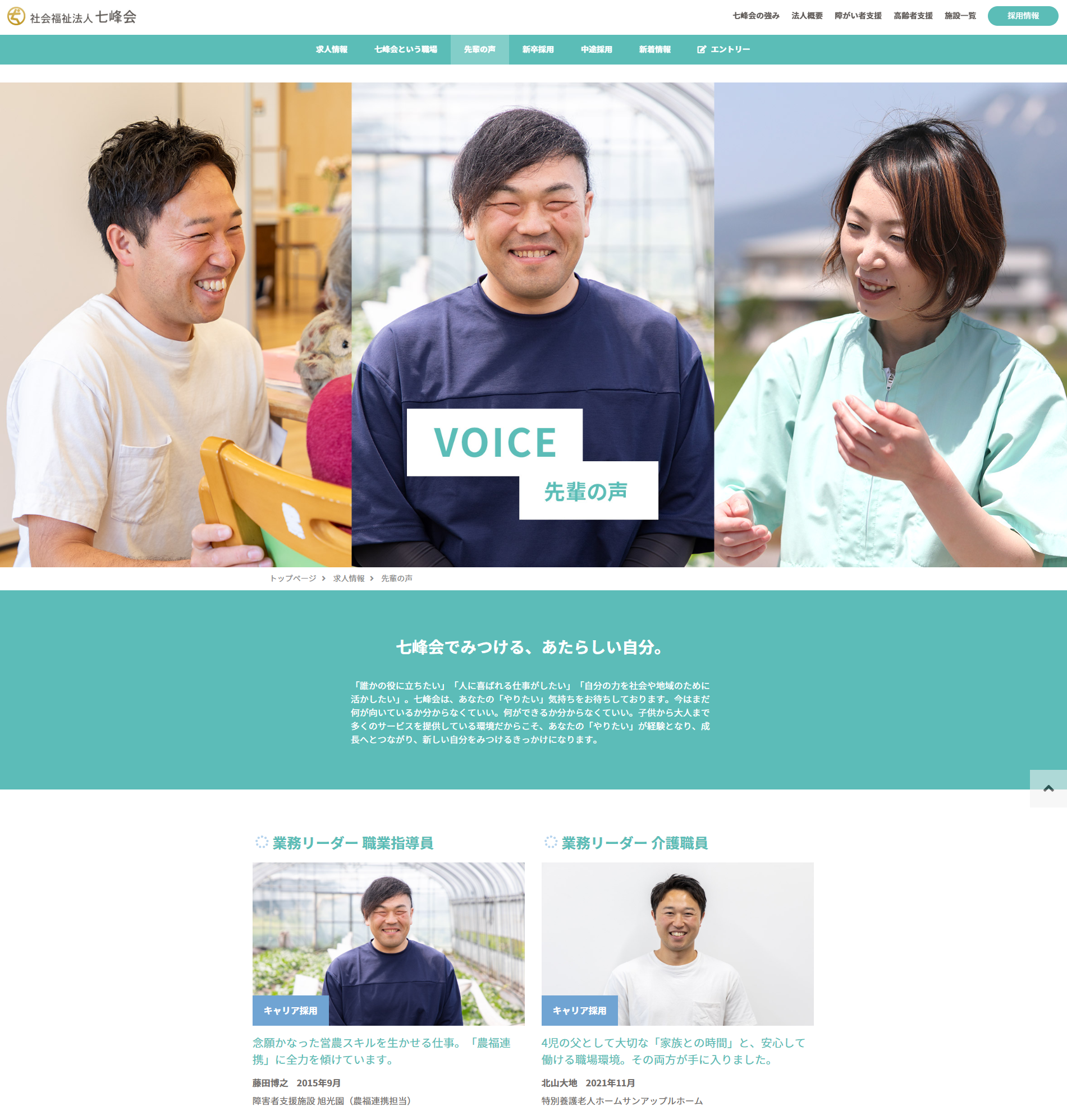 採用情報「先輩の声」ページ